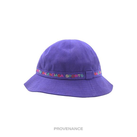 🔴 Balenciaga Sports Bucket Hat - Blue Rainbow Multicolor L - Picture 1 of 7